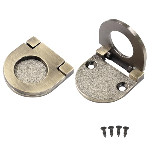 Coufce 2 Pack Bronze Recessed Pull Ring Handles - Hidden Type Drawer Mount Handle for Deck Cabinet, Flush Ring Sliding Door, Furniture Grip (With Screws) - Image 1