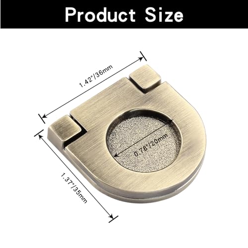 Coufce 2 Pack Bronze Recessed Pull Ring Handles - Hidden Type Drawer Mount Handle for Deck Cabinet, Flush Ring Sliding Door, Furniture Grip (With Screws) - Image 2