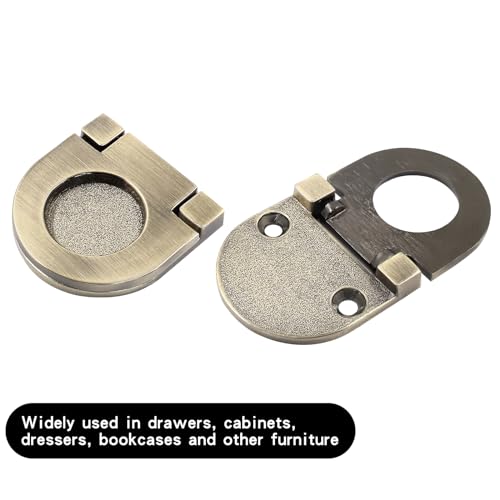 Coufce 2 Pack Bronze Recessed Pull Ring Handles - Hidden Type Drawer Mount Handle for Deck Cabinet, Flush Ring Sliding Door, Furniture Grip (With Screws) - Image 5