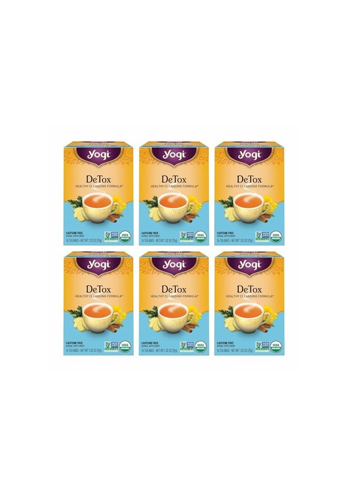 Yogi Tea DeTox Tea 16 Tea Bags per Pack 6 Packs Organic Detox Tea for Digestive Circulation Support Includes Burdock Dandelion Ginger Root Black Pepper Cardamom Juniper Berry - Image 1