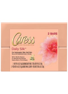 Caress Aress Beauty Bar Daily Silk White Peach And Silky Orange Blossom 4 Ounce (Pack Of 2)  - Image 1
