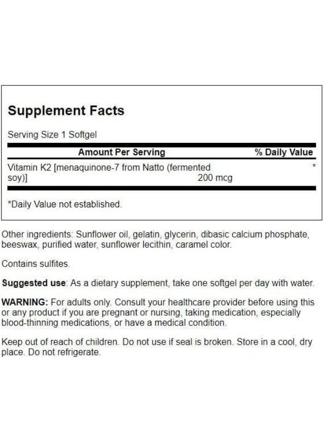 SWANSON Vitamin K2 Softgels for Bone and Cardiovascular Health - Image 2