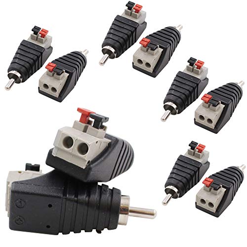 exgoofit 10-Pack Speaker Wire Cable to Audio Male RCA Connector Adapter Plug Jack - Image 1