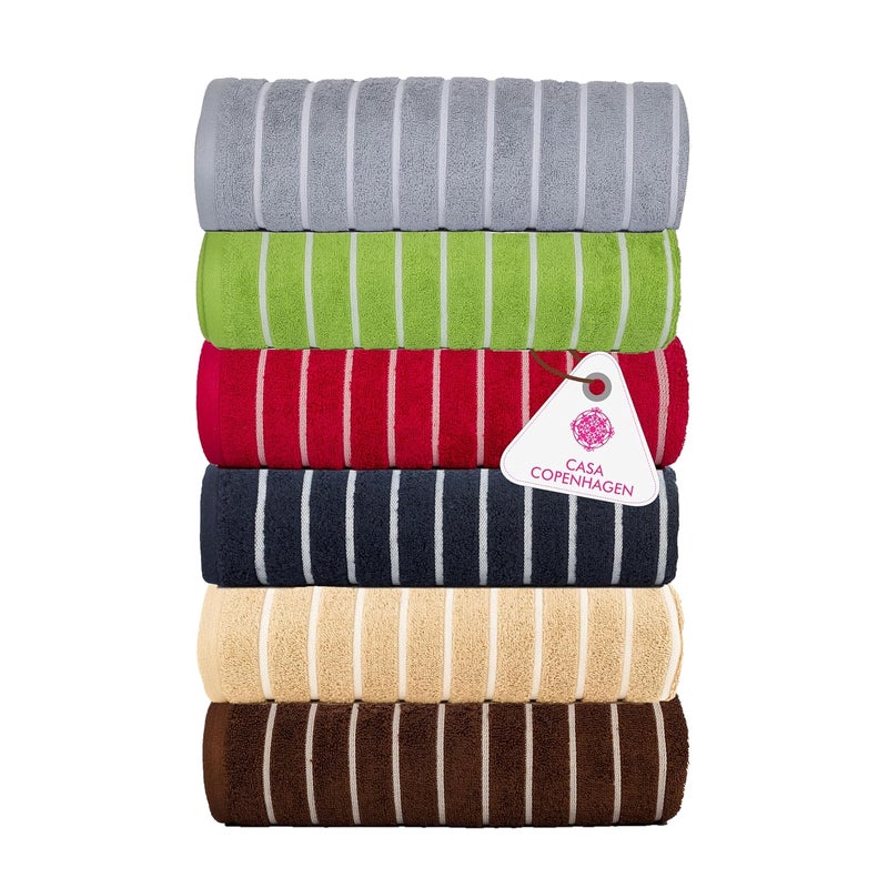 Casa Copenhagen, Denmark Design - Esctatic Premium Collection 100% Cotton 6 Piece Hand Towels Set - Beige,Toffee, Navy, Lime, Pink, Granite Grey - Image 1