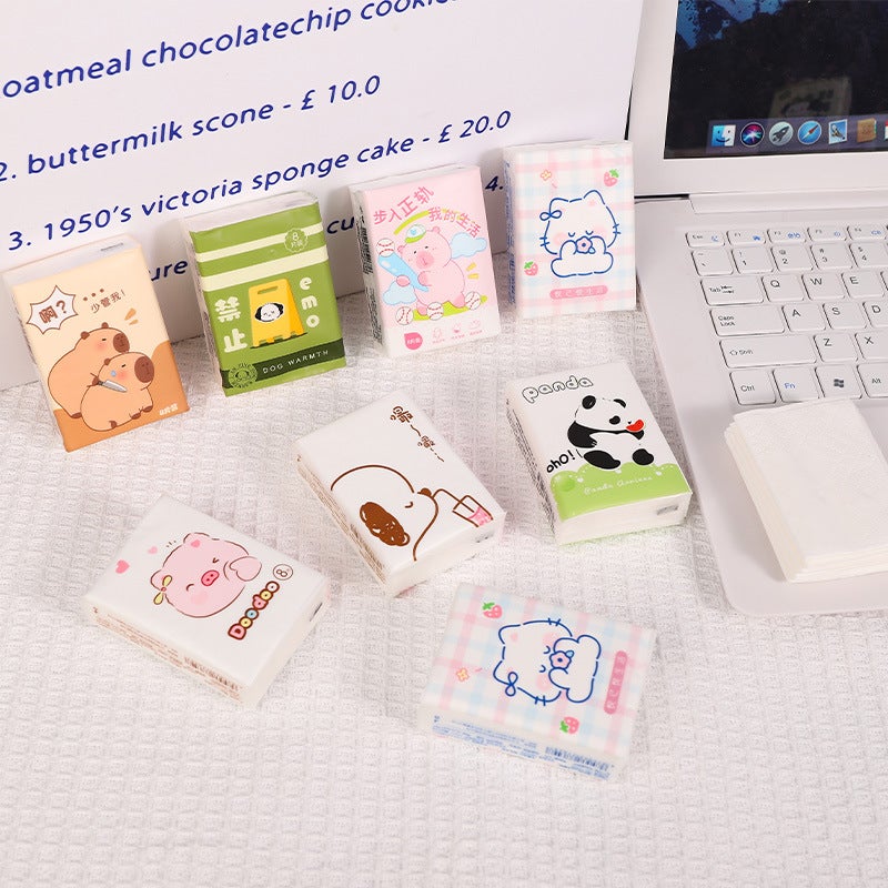 Cartoon Nine-Pack Toilet Paper Solid Color Small Pack Tissue Household Outdoor Student Portable Tissue Small Pack Handkerchief Paper - Image 5
