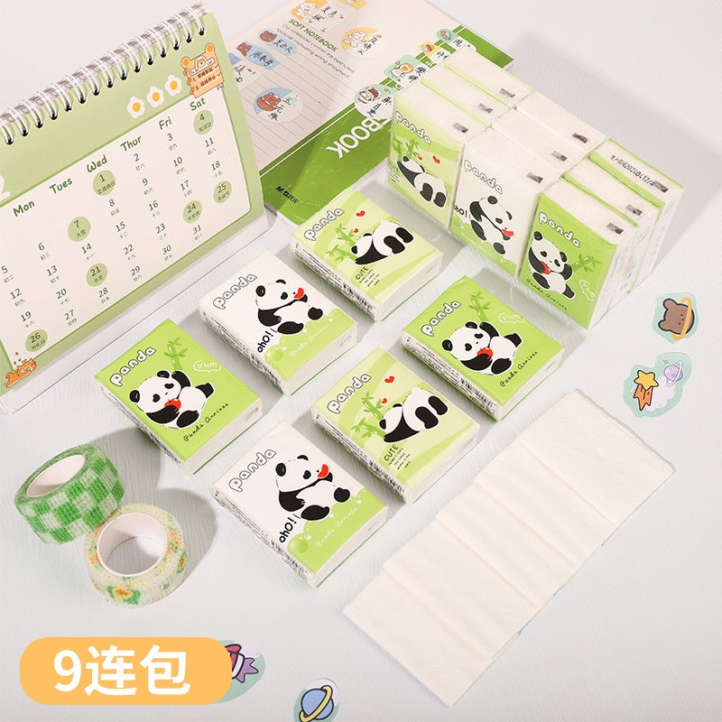 Cartoon Nine-Pack Toilet Paper Solid Color Small Pack Tissue Household Outdoor Student Portable Tissue Small Pack Handkerchief Paper - Image 1