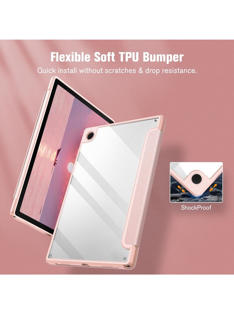 روك بو جراب هجين رفيع لجهاز Samsung Galaxy Tab A8 مقاس 10.5 بوصة موديل 2022 (SM-X200/X205/X207) غطاء مقاوم للصدمات مع غلاف خلفي شفاف مع خاصية الإيقاظ/النوم التلقائي - Image 4