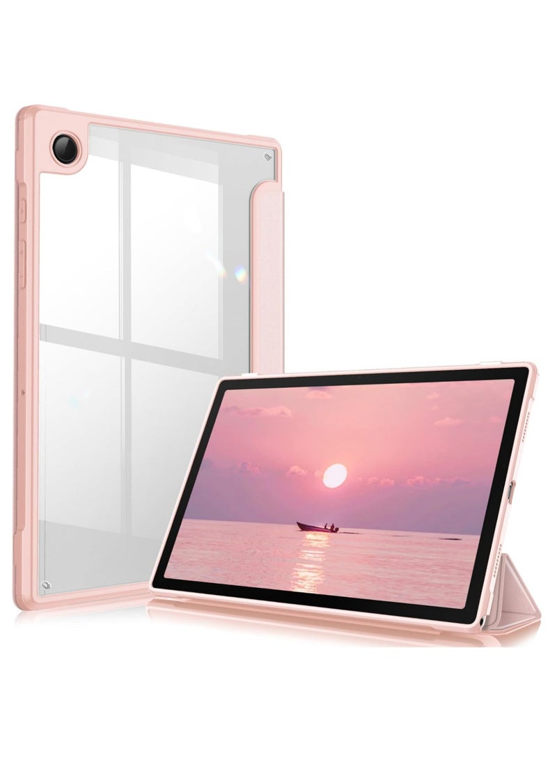 روك بو جراب هجين رفيع لجهاز Samsung Galaxy Tab A8 مقاس 10.5 بوصة موديل 2022 (SM-X200/X205/X207) غطاء مقاوم للصدمات مع غلاف خلفي شفاف مع خاصية الإيقاظ/النوم التلقائي - Image 1