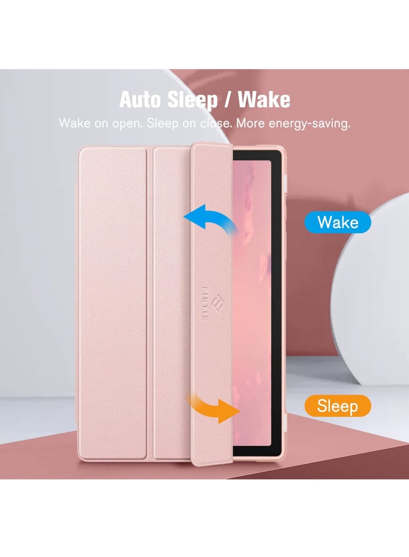 روك بو جراب هجين رفيع لجهاز Samsung Galaxy Tab A8 مقاس 10.5 بوصة موديل 2022 (SM-X200/X205/X207) غطاء مقاوم للصدمات مع غلاف خلفي شفاف مع خاصية الإيقاظ/النوم التلقائي - Image 5