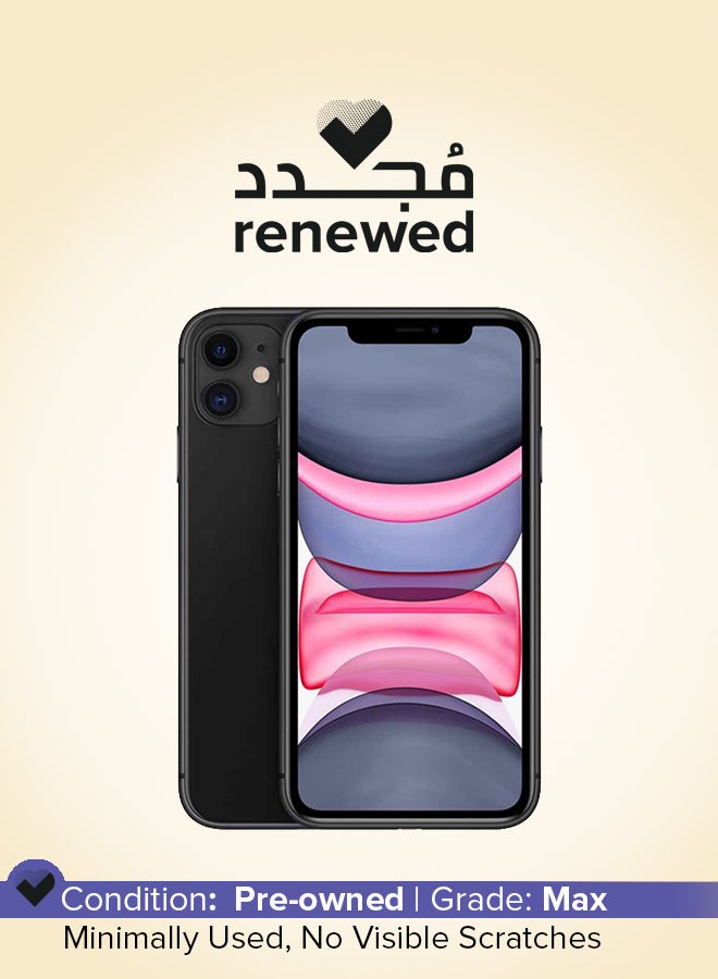 ابل  مُجدد - موبايل آيفون 11 مع تطبيق فيس تايم أسود بذاكرة سعة 128 جيجابايت يدعم تقنية 4G LTE - Image 1