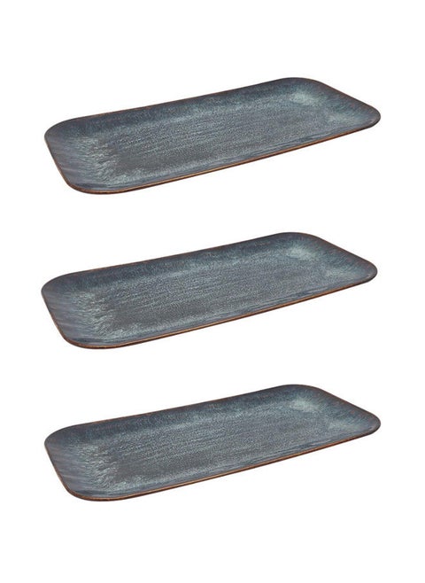 3-piece porcelain rectangular plate set 14.25 Inch