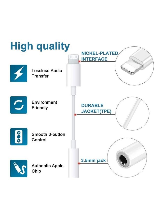 NIBEMINENT Headphone Jack Adapter For iPhone White - Image 2