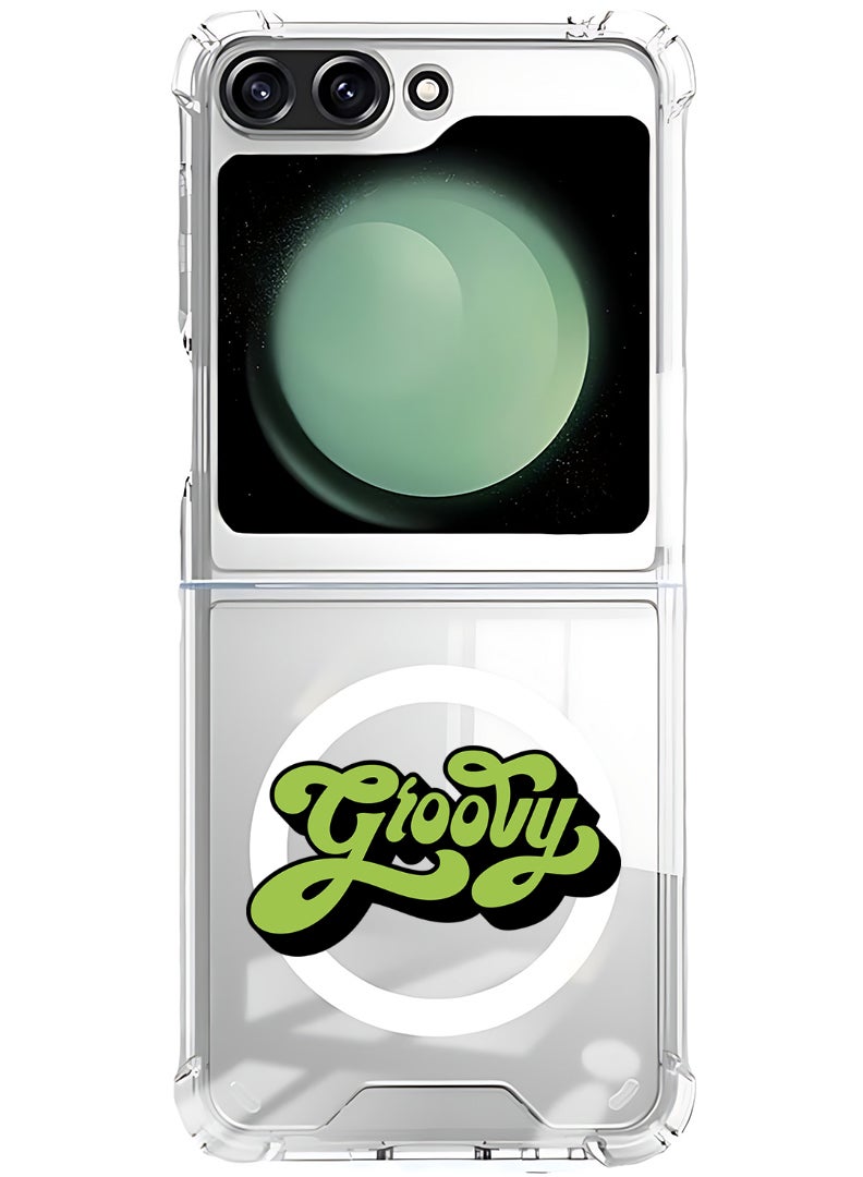 Theodor Magnetic Case for Samsung Galaxy Z Flip 5 Compatible with MagSafe Wireless Charging, Shockproof Phone Bumper Cover Groovy-01 - Image 1