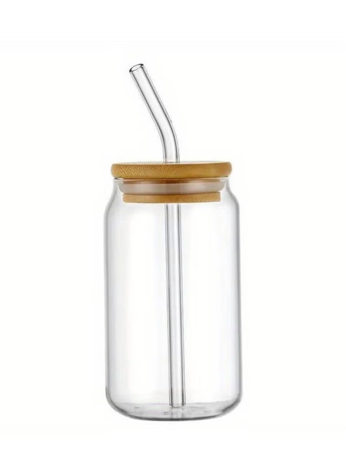 Glass Cup with Bamboo Lid and Straw – For Hot & Cold Beverages - Image 3