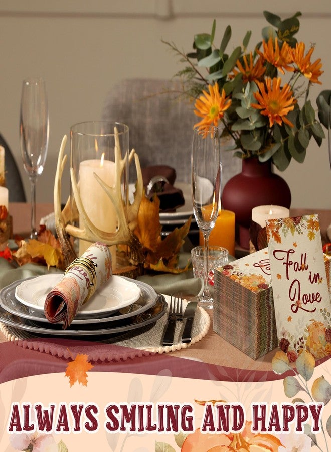 Lincia 100 Pcs Fall in Love Napkins Fall Wedding Napkins for Bridal Shower Disposable Autumn Paper Towels Autumn Guest Hand Towels for Thanksgiving Weddings Harvest Party Dinner Table Decorations - Image 5