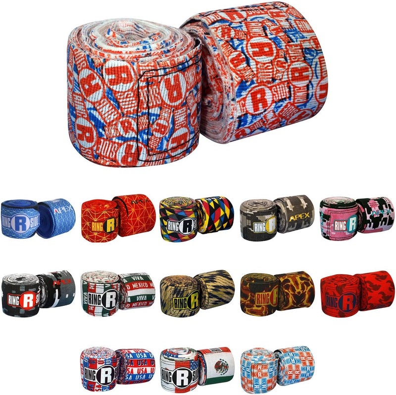 Ringside Apex 180” Boxing Hand Wraps Pair - Durable, Elastic Training Wraps with Hook & Loop Closure, Multi-Color Options, Perfect for MMA, Muay Thai, Kickboxing - Image 1