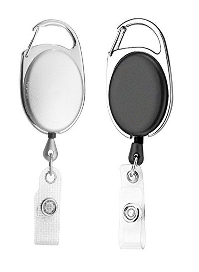 Dotpot 2 PCS Retractable Badge Holder Clip On ID Card Holders (Black-White) - Image 1