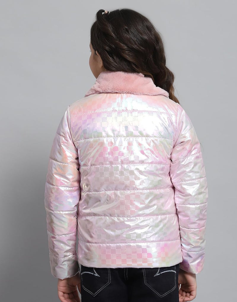 Monte Carlo Girls Self Design Pink Collar Neck Full Sleeve Jacket - Image 5