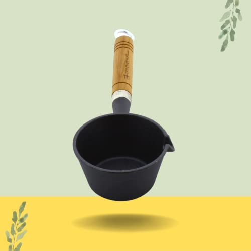 TRILONIUM Cast Iron Tadka Pan | Pre-Seasoned | Dia 11 cms | Depth 5 cms | Weight 600 GMS | Capacity: 300ml | Black, Non-Stick Finish - Image 4