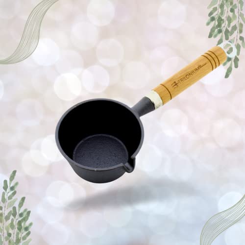 TRILONIUM Cast Iron Tadka Pan | Pre-Seasoned | Dia 11 cms | Depth 5 cms | Weight 600 GMS | Capacity: 300ml | Black, Non-Stick Finish - Image 3
