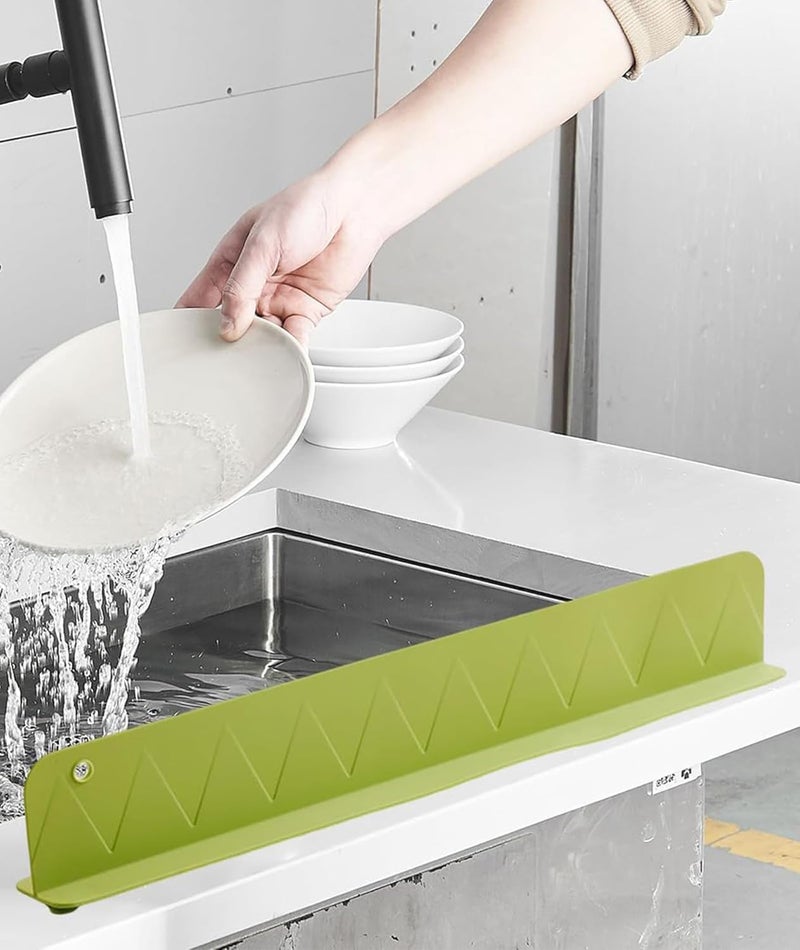 PIHARVA Silicone Kitchen Sink Water Splash Guard – Flexible Water Barrier with Suction Cup, Non-Slip Countertop Protector for Sink, Bathroom, Island & Kitchen Accessories Keeps Counters Clean & Dry - Image 1