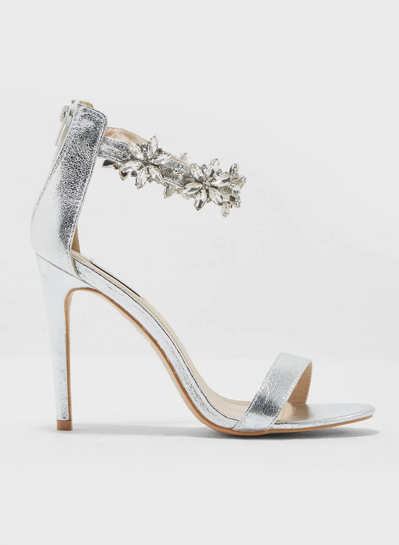 QUIZ Bejewelled Ankle Strap Sandal