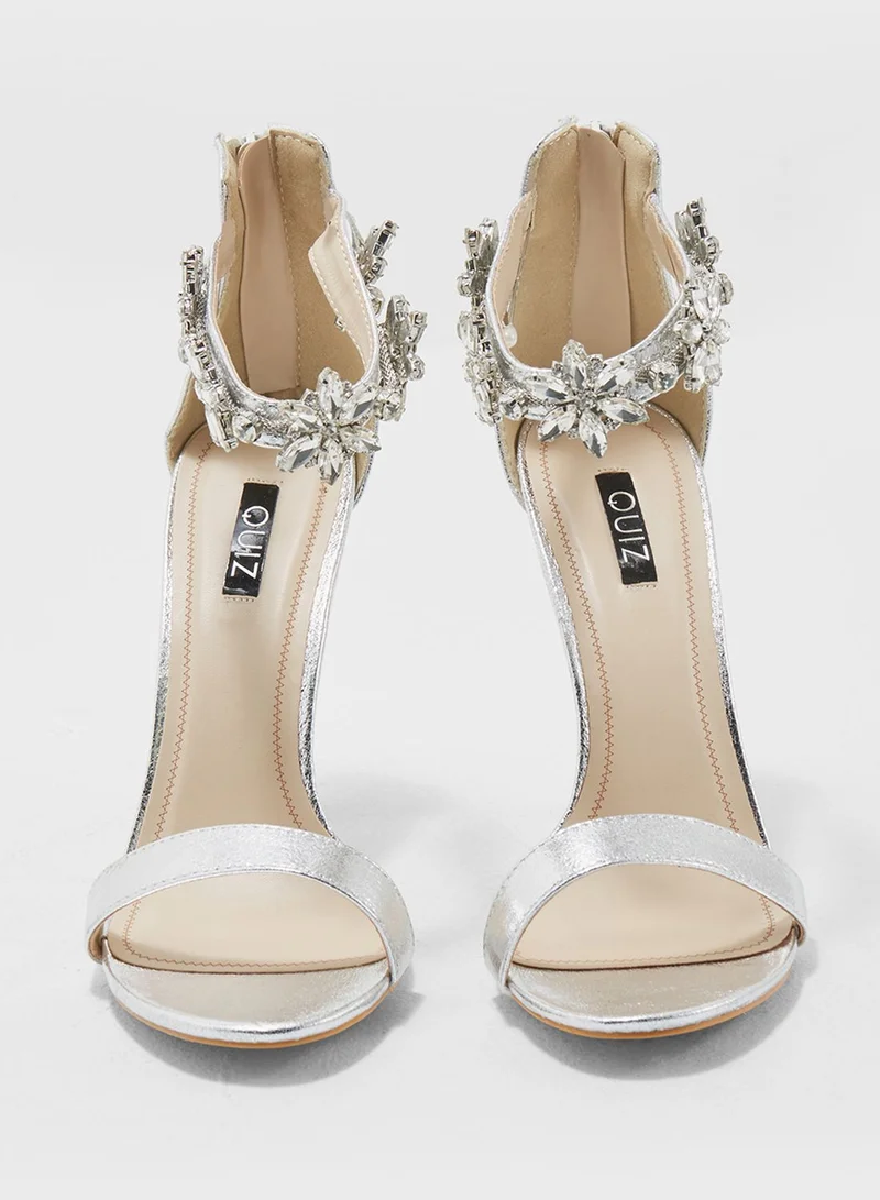 QUIZ Bejewelled Ankle Strap Sandal