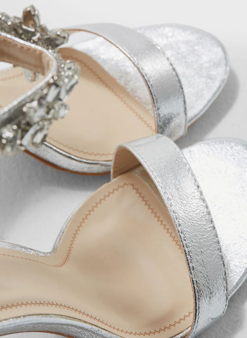 QUIZ Bejewelled Ankle Strap Sandal