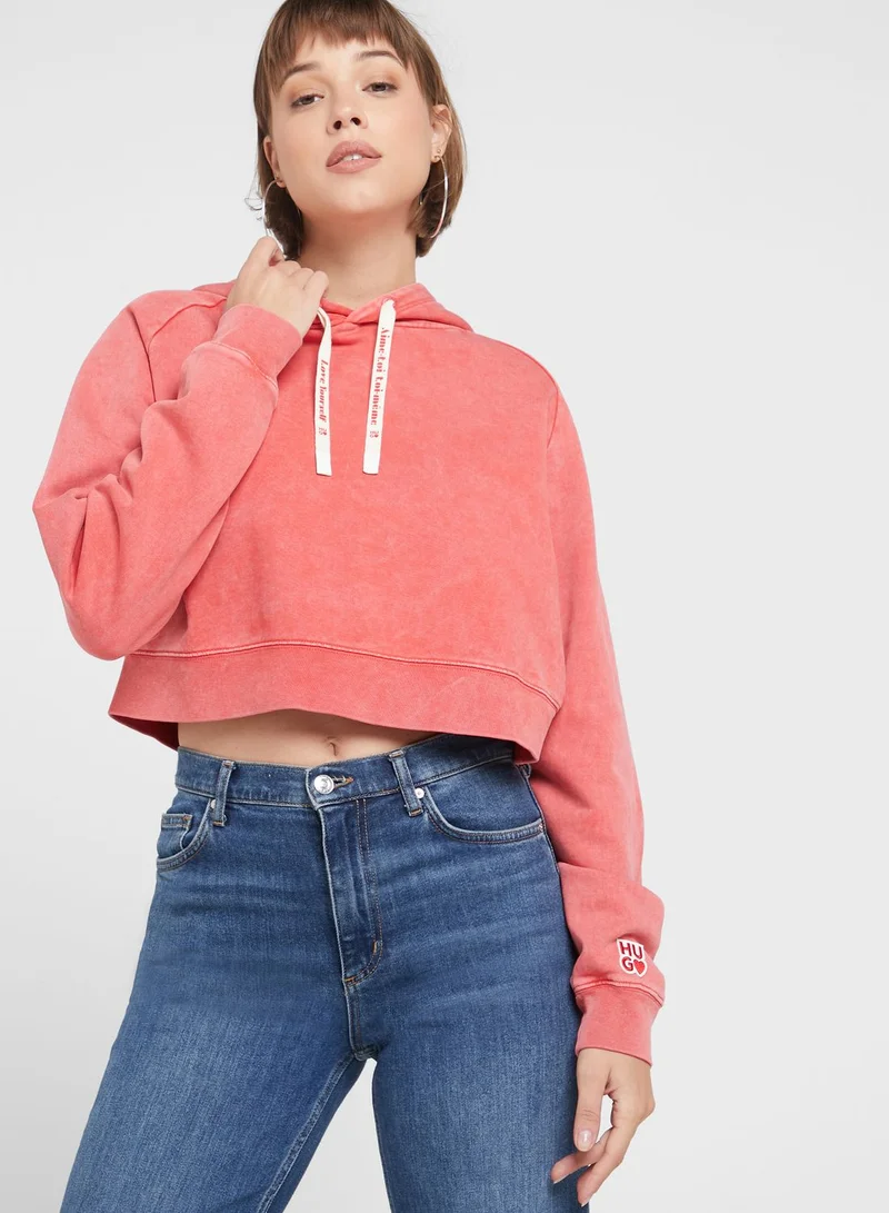 HUGO Drawstring Graphic Hoodie