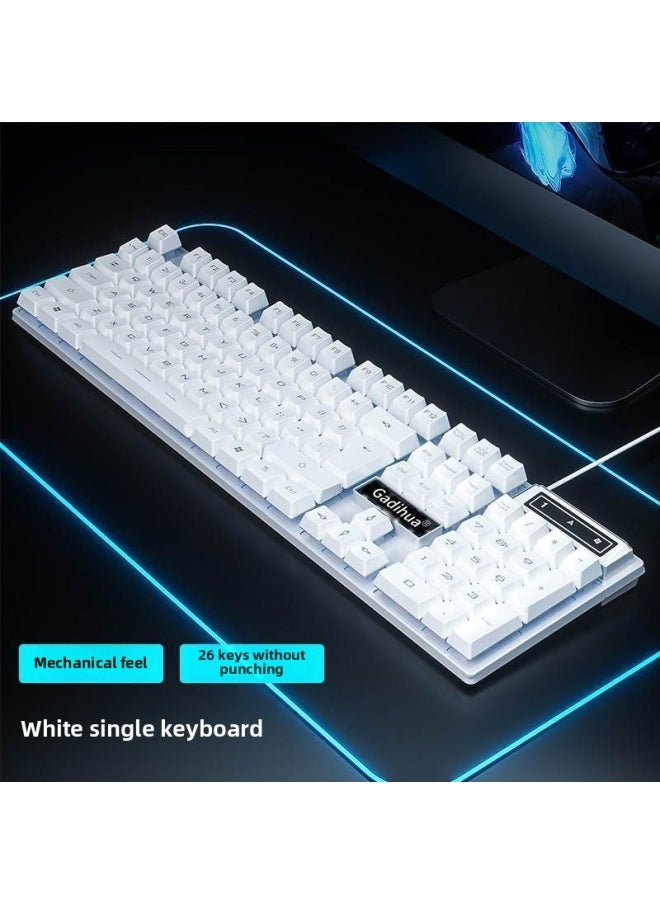 Generic - Mechanical Feel Game Backlit E-sports Office USB External Full-size Blue And White Double White Wired Keyboard-Color:White Classic Matte Model [mechanical Feel] - Single Keyboard [one-year Warranty] - Image 1