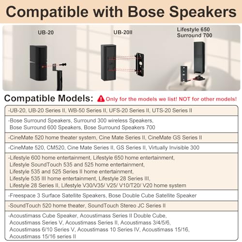 Maozhren Height Adjustable UFS-20 Stand for Bose Speaker Stands, with Slideconnect Bracket, for Surround 700, OmniJewel Lifestyle 650, CineMate GS Series II, for Bose 700 Speaker Stands - Image 3