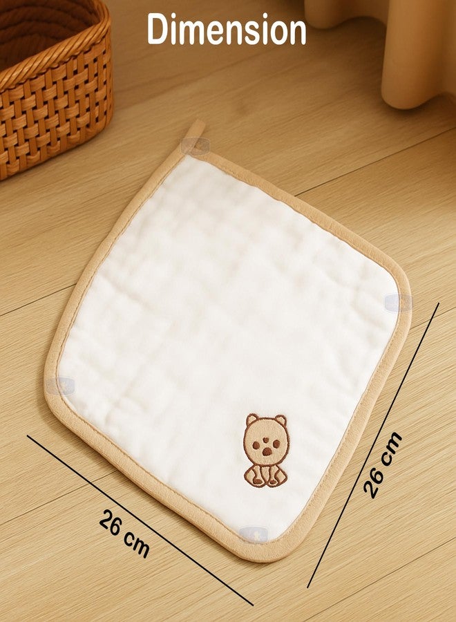 Koochie-Koo Muslin Cloth for New Born Baby 6 Layer 26 * 26Cm - 500 GSM (Pack of 5) Soft Cotton Face Towels Napkins & Burp Cloths Gentle Reusable Baby Wipes Multipurpose Hand & Face Cleaning Cloth - Image 2