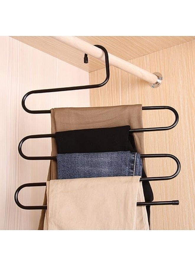 2-Pack Stainless Steel Multi-Layer S-Shaped Pants Hanger, Jeans Hangers, Space Saving for Tie, Scarf, Jeans - Image 5