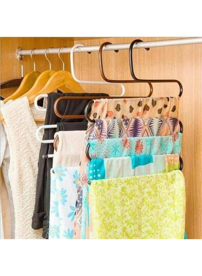 2-Pack Stainless Steel Multi-Layer S-Shaped Pants Hanger, Jeans Hangers, Space Saving for Tie, Scarf, Jeans - Image 4