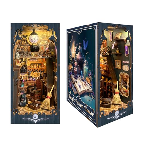 IBOHEYE Book Nook with LED Light 3D Puzzles for Adults DIY Miniature House Kit Book Shelf Decor Perfect Dollhouse Book Nooks Magic Apothecary ll - Image 1