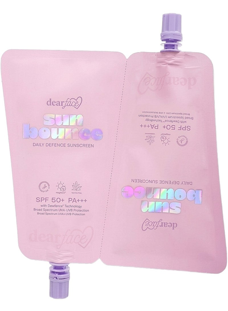 dear face [Two pieces] sun bounce, DAILY DEFENSE SUNSCREEN, SPF 50+ PA+++ With Dewfence Technology Broad Spectrum UVA+UVB Protection NON-COMEDOGENIC | HYPOALLERGENIC - Image 1