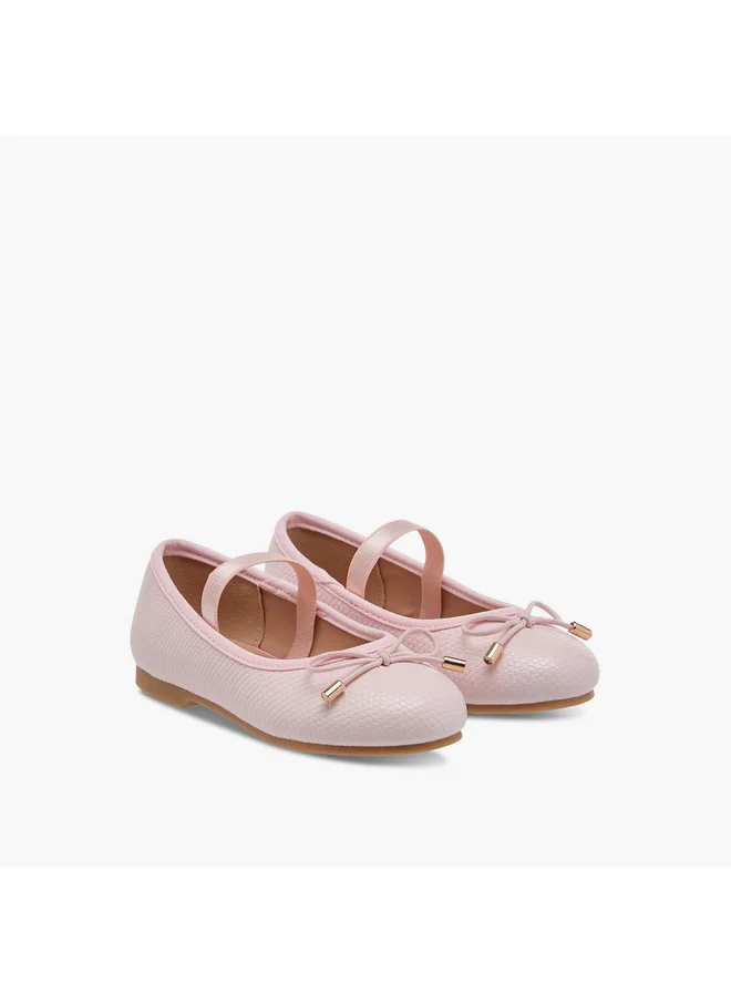JUNIORS Girls Bow Accent Ballerina Shoes with Elasticated Strap