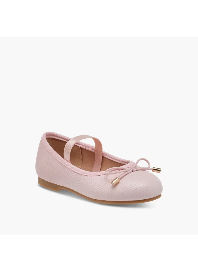 JUNIORS Girls Bow Accent Ballerina Shoes with Elasticated Strap