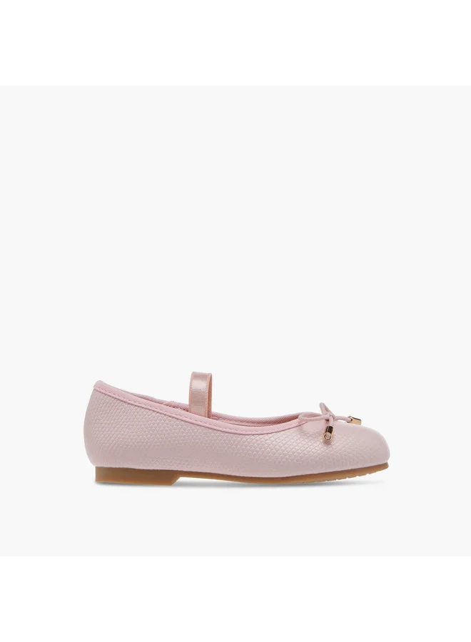 JUNIORS Girls Bow Accent Ballerina Shoes with Elasticated Strap