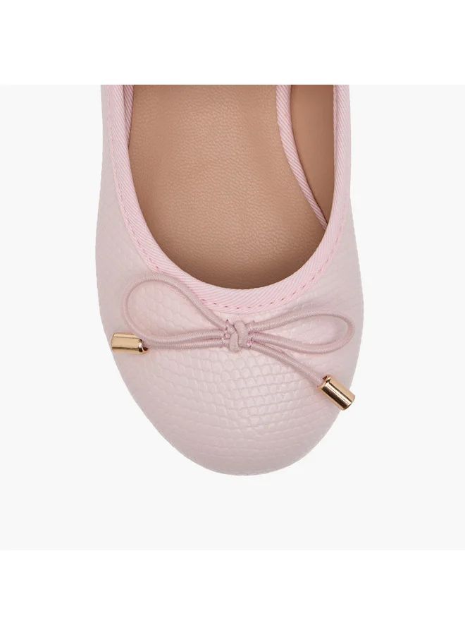 JUNIORS Girls Bow Accent Ballerina Shoes with Elasticated Strap