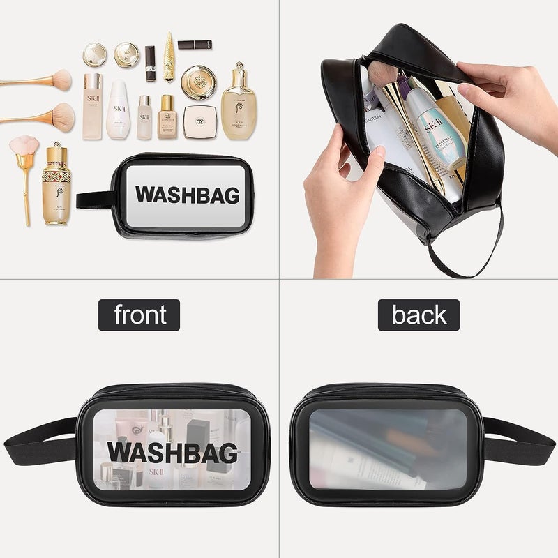 Topinon Clear Makeup Pouch Set Cosmetic Organizer Bag for Women and Girls Travel Waterproof Toiletry Storage Kit Set of 3 Black - Image 5