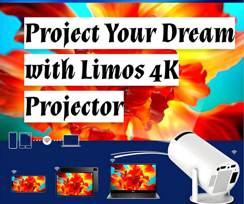 LIMOS Smart 4K portable projector with biult in speakers,screen mirroring,2.4/5G WiFi, BT 5, Mini projector - Image 2