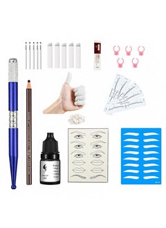 هالونهي مجموعة أدوات Microblading للحواجب ، مجموعة أقلام الحواجب اليدوية مع حامل أكواب حبر الصبغة 10 شفرات إبرة تدرب على الجلد لوشم الحواجب للمكياج الدائم  - Image 1