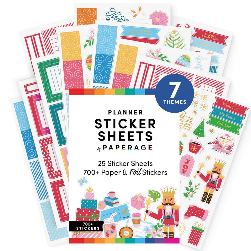 PAPERAGE Rainbow Theme Sticker Decals, 25 Sheets, Over 1,680 Seasonal & Gold Foil Stickers for Planners, Calendars, Scrapbooks, Journals & Notebooks - Image 1