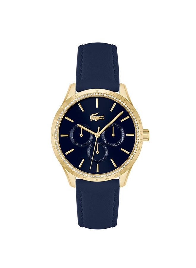 ساعة يد نسائية من الجلد بعقارب دائرية الشكل 2001292 - 38 ملم