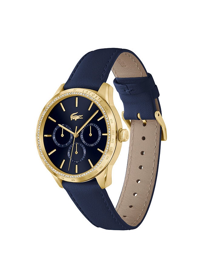 ساعة يد نسائية من الجلد بعقارب دائرية الشكل 2001292 - 38 ملم