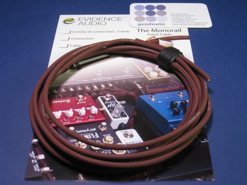 Geistnote Evidence Audio The Monorail, Burgundy Cable, SIS (Solderless) Pedalboard Kit - 10 SIS plugs/10 feet of Burgundy Monorail - Image 3