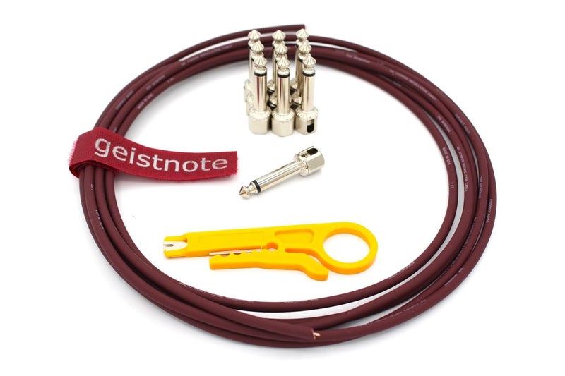 Geistnote Evidence Audio The Monorail, Burgundy Cable, SIS (Solderless) Pedalboard Kit - 10 SIS plugs/10 feet of Burgundy Monorail - Image 1