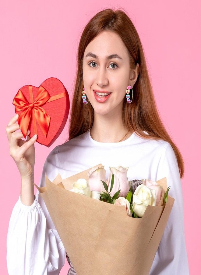 CEALXHENY Valentine’s Day Hoop Earrings for Women LOVE XOXO Conversation Heart Earrings Romantic Large Circle Earrings Valentine’s Day Outfits Jewelry Gifts Party Favors (Style G) - Image 3