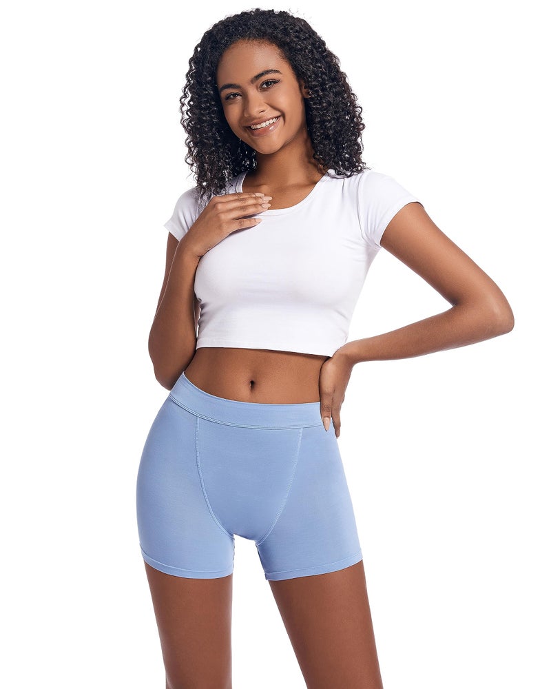 Goat Union 2" Period Underwear Boxer Briefs Boy-shorts, Organic Cotton Lining, Hi-Waisted & Heavy Flow, Rain Washed, L - Image 1